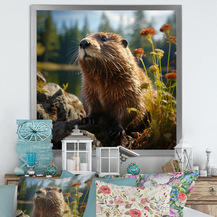 Depicting A Beaver In The Woods - Beaver Home Decor Art