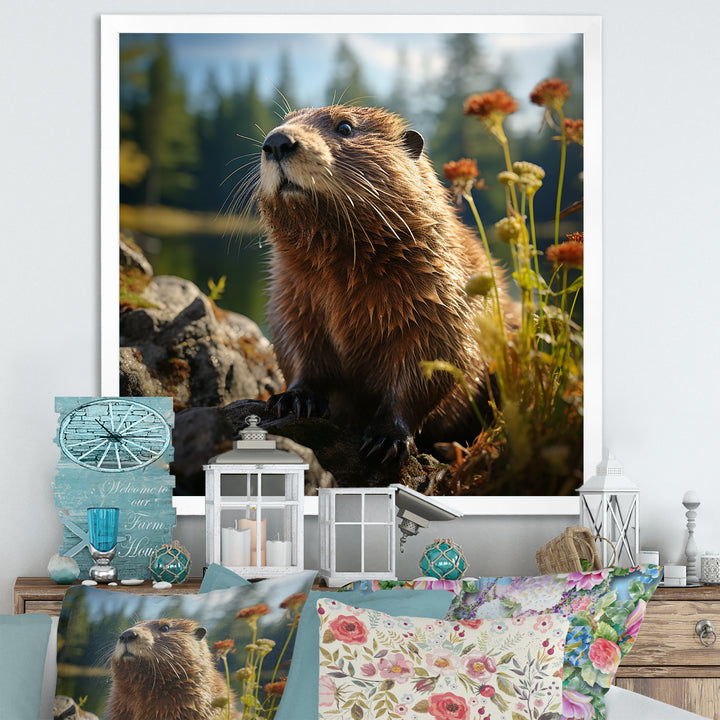 Depicting A Beaver In The Woods - Beaver Home Decor Art