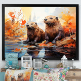 Portrait Of Beavers Habitat - Beaver Living Room Wall Art