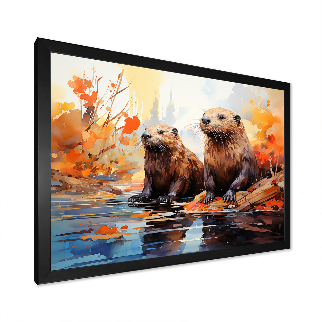 Portrait Of Beavers Habitat - Beaver Living Room Wall Art
