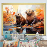 Portrait Of Beavers Habitat - Beaver Living Room Wall Art