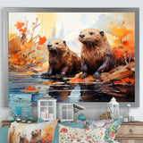 Portrait Of Beavers Habitat - Beaver Living Room Wall Art