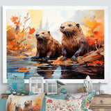 Portrait Of Beavers Habitat - Beaver Living Room Wall Art