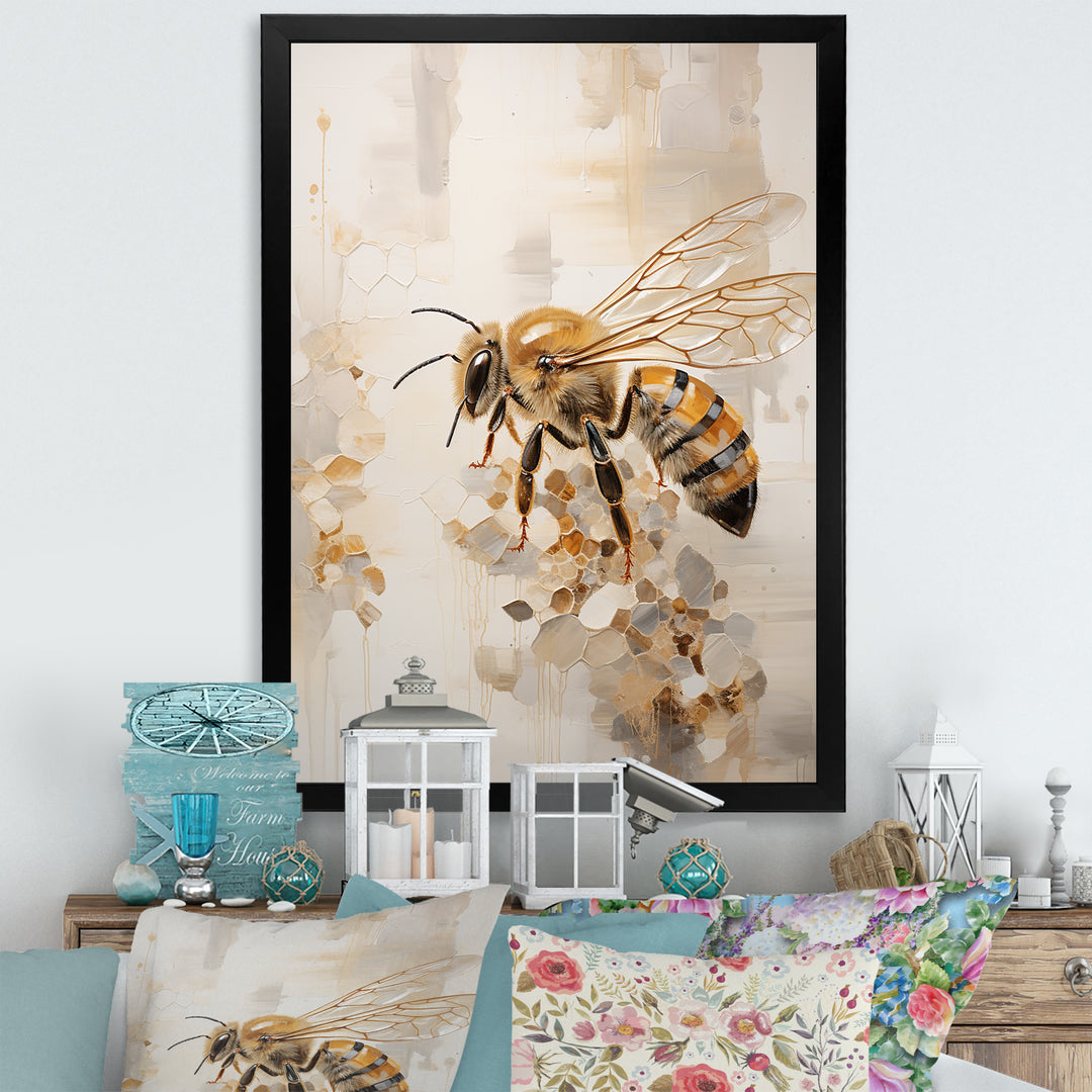 Minimalism Buzzing Bee - Bee Canvas Wall Art