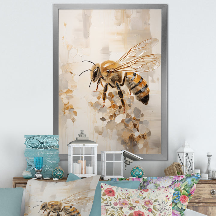 Minimalism Buzzing Bee - Bee Canvas Wall Art