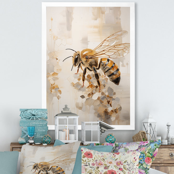 Minimalism Buzzing Bee - Bee Canvas Wall Art