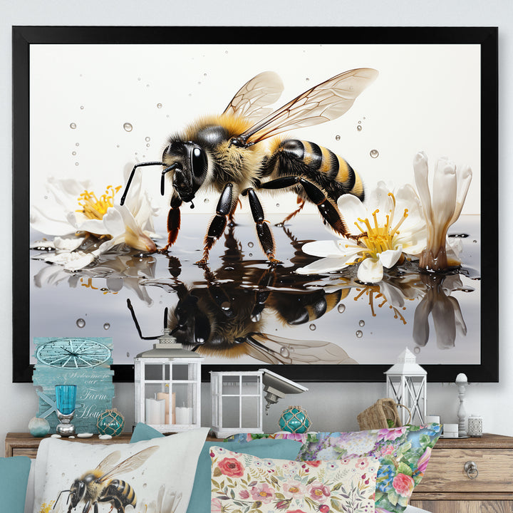 Minimalism Bee Reflection On Water - Bee Wall Decor
