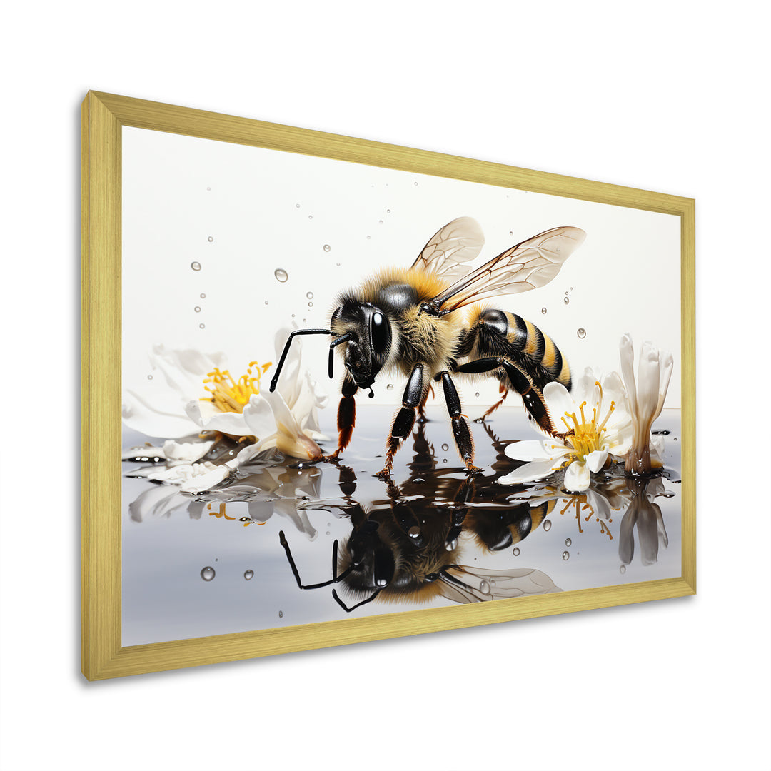 Minimalism Bee Reflection On Water - Bee Wall Decor