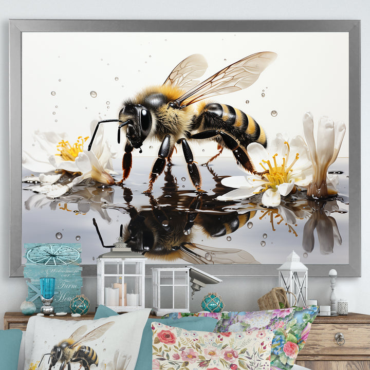 Minimalism Bee Reflection On Water - Bee Wall Decor