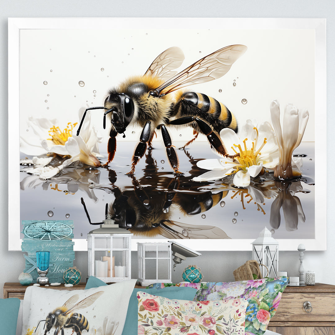 Minimalism Bee Reflection On Water - Bee Wall Decor