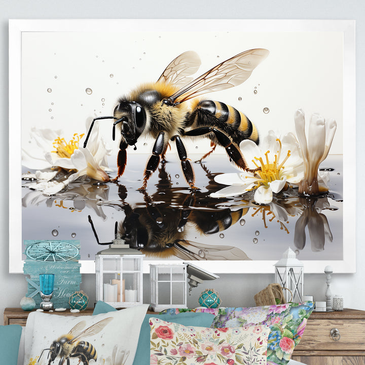 Minimalism Bee Reflection On Water - Bee Wall Decor