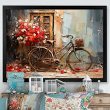 Crimson Ride Red Flowers - Bicycle Canvas Wall Art