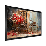 Crimson Ride Red Flowers - Bicycle Canvas Wall Art