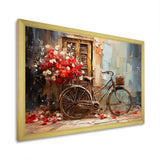 Crimson Ride Red Flowers - Bicycle Canvas Wall Art