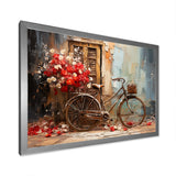 Crimson Ride Red Flowers - Bicycle Canvas Wall Art