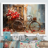 Crimson Ride Red Flowers - Bicycle Canvas Wall Art