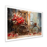 Crimson Ride Red Flowers - Bicycle Canvas Wall Art