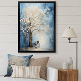 Indigo Intrigue White Tree - Bicycle Canvas Wall Art