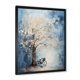 Indigo Intrigue White Tree - Bicycle Canvas Wall Art