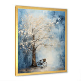 Indigo Intrigue White Tree - Bicycle Canvas Wall Art