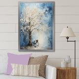 Indigo Intrigue White Tree - Bicycle Canvas Wall Art