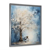 Indigo Intrigue White Tree - Bicycle Canvas Wall Art