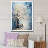 Indigo Intrigue White Tree - Bicycle Canvas Wall Art