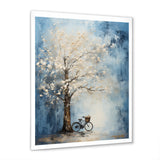 Indigo Intrigue White Tree - Bicycle Canvas Wall Art