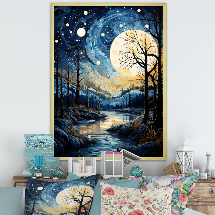 Indigo Intrigue Water Stream - Bicycle Canvas Wall Art