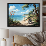 Turquoise Seaside Trek - Bicycle Canvas Wall Art