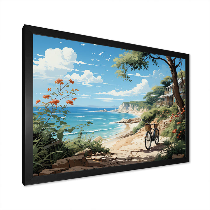 Turquoise Seaside Trek - Bicycle Canvas Wall Art