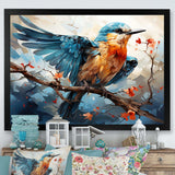 Geometric Birds In Cubist Skies I - Animals Canvas Wall Art