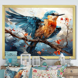 Geometric Birds In Cubist Skies I - Animals Canvas Wall Art