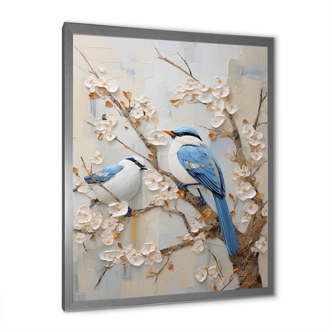 Minimalism Birds Paradise Cherry Blossoms - Bird Floral Canvas Wall Art