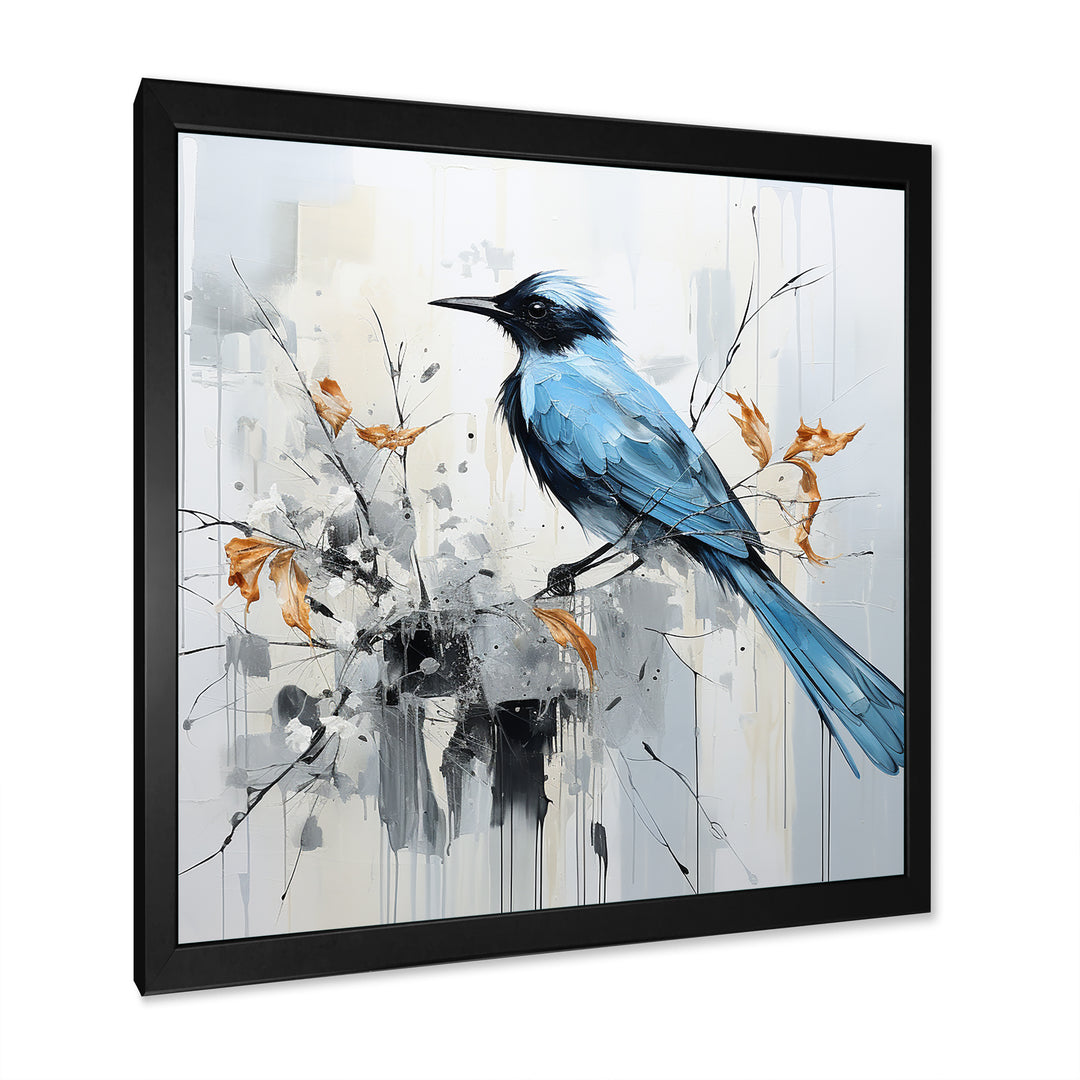 Blue Bird Minimalism Flowers - Bird Floral Wall Art Prints