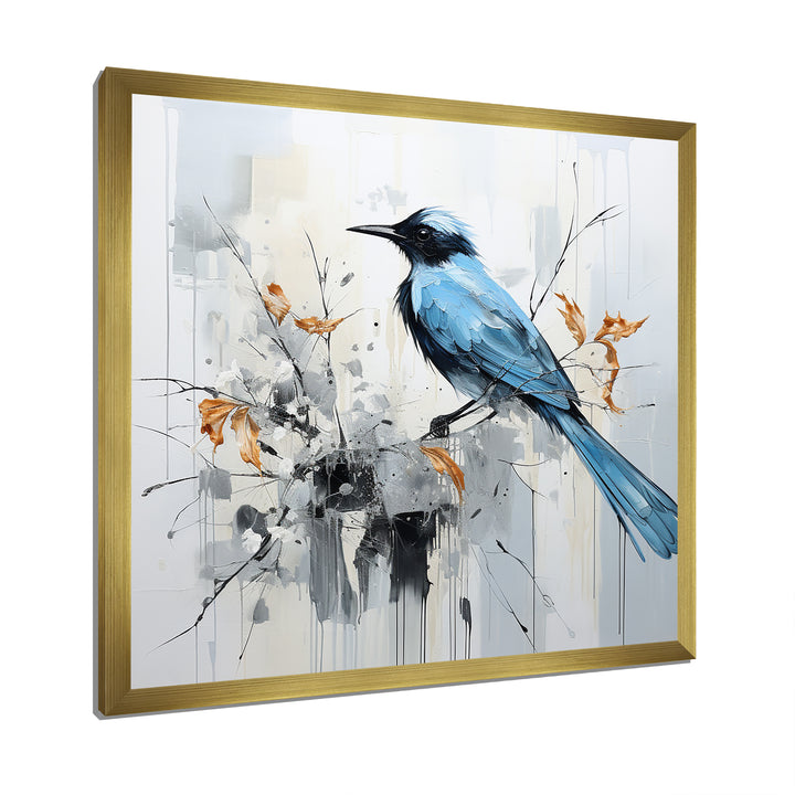 Blue Bird Minimalism Flowers - Bird Floral Wall Art Prints