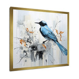Blue Bird Minimalism Flowers - Bird Floral Wall Art Prints