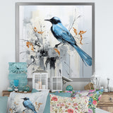 Blue Bird Minimalism Flowers - Bird Floral Wall Art Prints