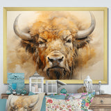 Minimalism Bison Head - Bison Canvas Wall Art