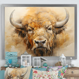 Minimalism Bison Head - Bison Canvas Wall Art