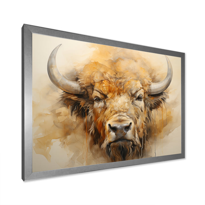 Minimalism Bison Head - Bison Canvas Wall Art