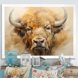 Minimalism Bison Head - Bison Canvas Wall Art