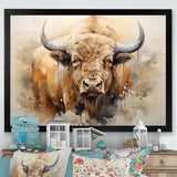 Minimalism Bison Portrait - Bison Canvas Wall Art