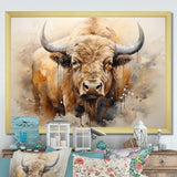 Minimalism Bison Portrait - Bison Canvas Wall Art