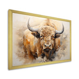 Minimalism Bison Portrait - Bison Canvas Wall Art