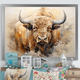 Minimalism Bison Portrait - Bison Canvas Wall Art