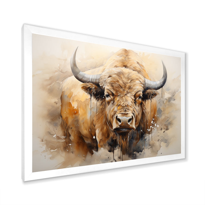 Minimalism Bison Portrait - Bison Canvas Wall Art