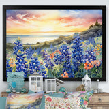 Blue Bonnets Sunset I - Floral Canvas Wall Art