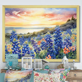 Blue Bonnets Sunset I - Floral Canvas Wall Art