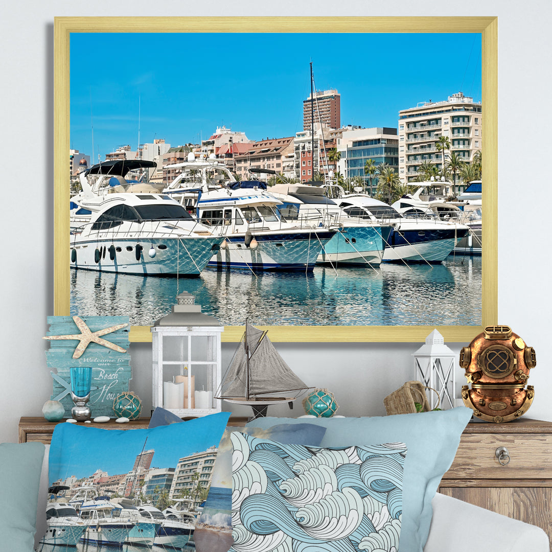 Boats Docked At Port Alicante Spain - Boat Canvas Wall Art